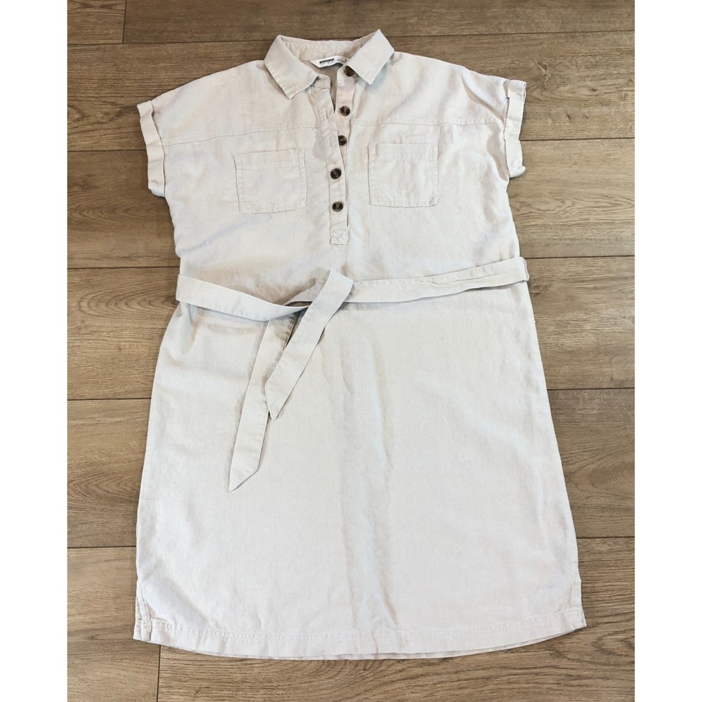 Sonoma Linen Rayon Blend Collared Shirt Belted Dress Womens S Cottagecore Resort